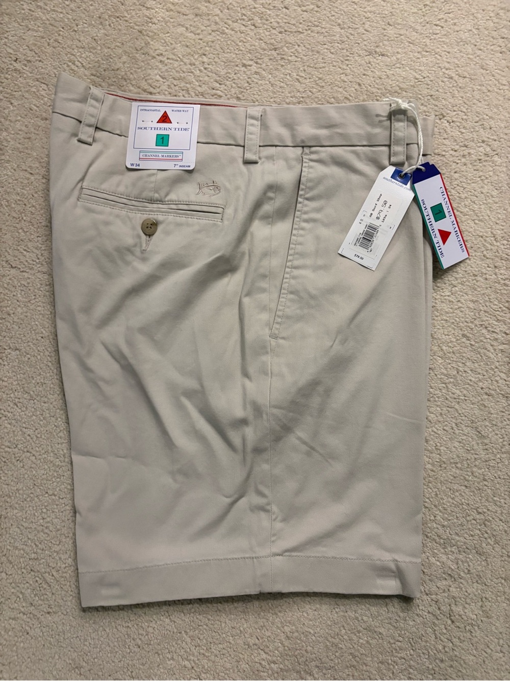 Southern Tide Men's Flat-Front Shorts in Light Beige